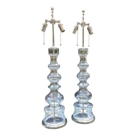 Pair of 1970s Glass Baluster Lamps by Pierre Cardin for Laurel Lamp Company, Unmarked