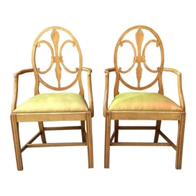 Pair of 19th Century French Regency Armchairs in Iridescent Silk Upholstery