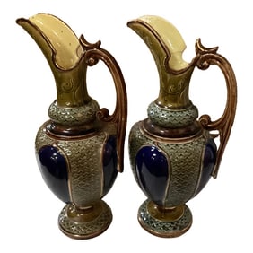 Pair of Late 19th Century Thomas Forester Art Phoenix Faience Vases