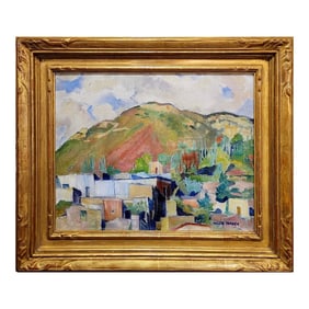 Helen Katharine Forbes-Village by the Bay Area-1920s Impressionist Oil Painting