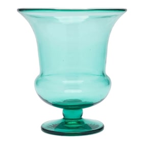 Blenko Green Blown Glass Calyx Urn Form Vase, C. 1950