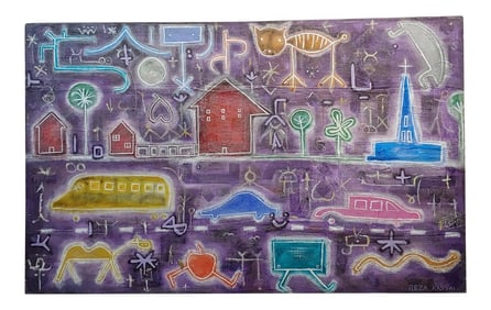 Reza Kassai -Chaotic Modern Society-Oil Painting on Canvas