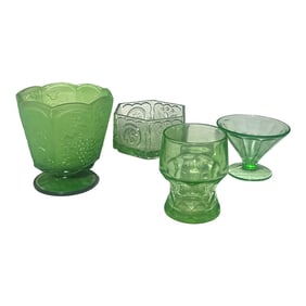 1970s Collection of Light Green Glass Vases- Set of 4