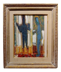 Harry Sefarbi - Two Abstract Nude Figures -1960s Modernist Oil Painting