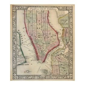 New York City Original Engraving by Samuel Mitchell, 1863