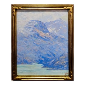 Jules Bernard Dahlager -1926 Alaska Mountain Landscape-Oil Painting