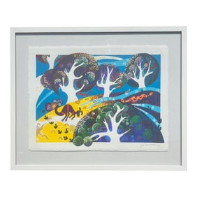 Joy Rowbotham Original Framed Acrylic Painting – New Zealand Landscape With MÄ