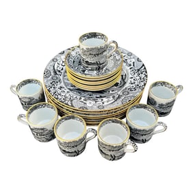 1940s Tiffany & Co.'s Spode "Italian" Pattern Demitasse & Dessert Set