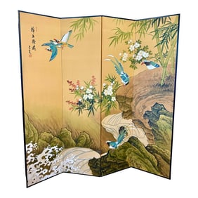 Chinese Hand Painted Folding Screen Room Divider