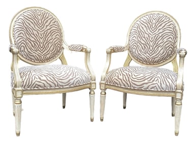 Pair of Michael Taylor "Diana" Armchairs in Hinson by Scalamandre Upholstery