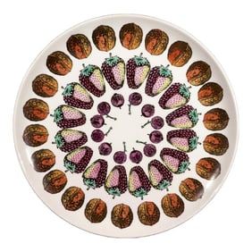 Piero Fornasetti Ceramic Plate With Giostra Di Frutta Pattern, #4 in Series