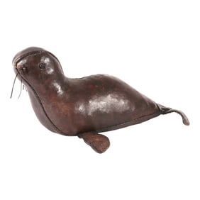 Mid-Century Modern Leather Small Model of a Seal