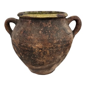 Early 20th Century Turkish "Tulip" Jar With Moss Green Glaze