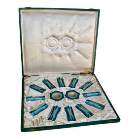 1940s French Art Deco Knife Rest Limoges Enabled Set- 14 Pieces