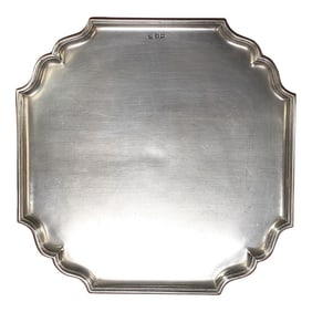 Mid 20th Century John Somers Pewter Footed Tray, Square