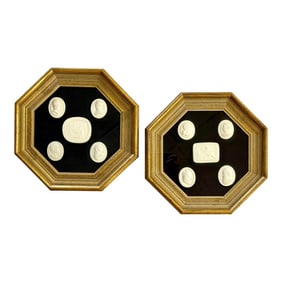 Pair of Framed Grand Tour Intaglios in Gilt Octagonal Frames