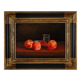 Still Life Painting by Jean Marie Daneis, Peches Et Groseilles