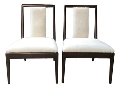 1950s Chic Tommi Parzinger Style Low Slung Slipper Chairs in New Boucle Upholstery - Set of 2