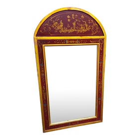 Vintage La Barge Chinoisserie Mirror in Red With Gold Details