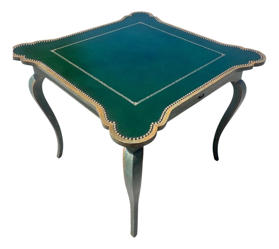 1980s Minton Spidell Leather Studed Top Game Table (1 of 11)