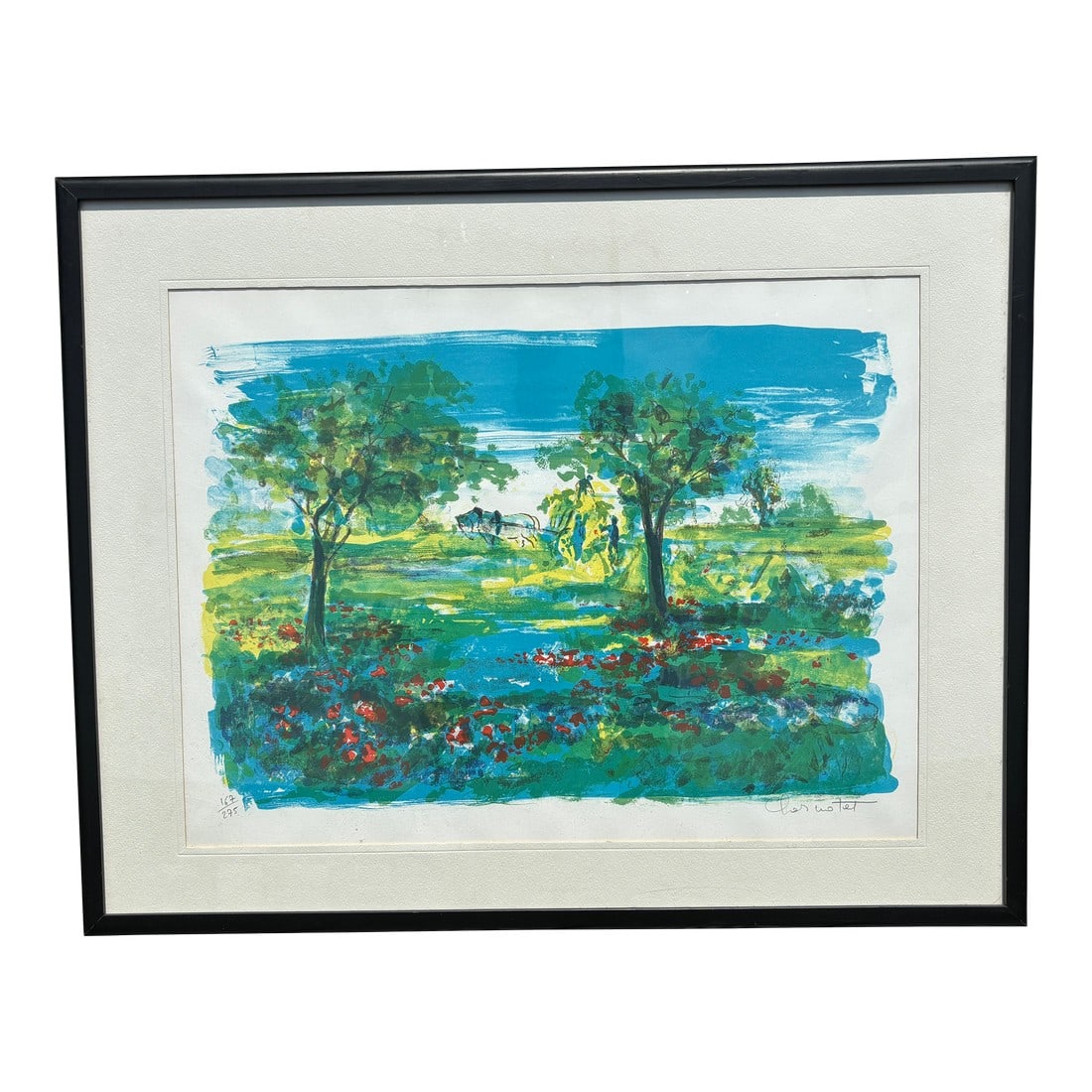 Mid 20th Century Mid-Century French Landscape Lithograph in Original Period Frame - Artist Signed + (1 of 11)