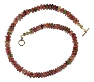 Ajd 20 Inch Pink Translucent Tourmaline Rondelle Necklace