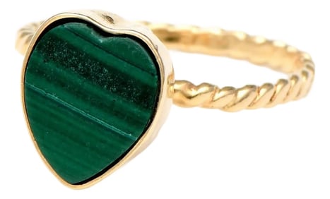 14KY Malachite(4.0) Heart Stack Ring, size 7