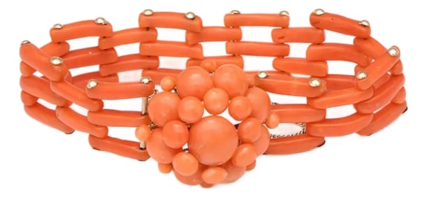 10KY Vintage Coral Gate Link Bracelet