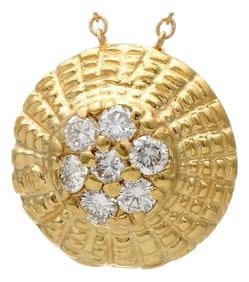 14KY Diamond(0.27) Textured Disk Necklace
