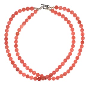 Ajd 21 Inch Peachy/Pink Agate Two Strand Perfect Summer Necklace