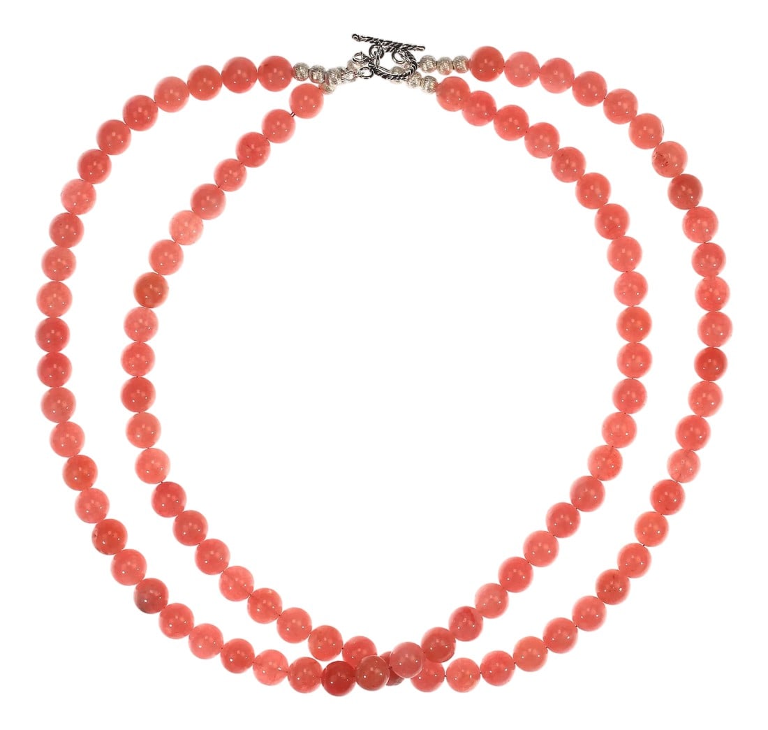 Ajd 21 Inch Peachy/Pink Agate Two Strand Perfect Summer Necklace (1 of 7)