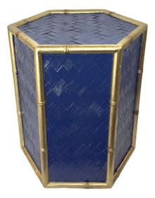 Stunning Vintage Hexagonal Blue and Gold Drink Table in Thomas O'Brien for Century Style –