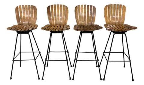 1950s Arthur Umanoff Style Bar Stools - Set of 4