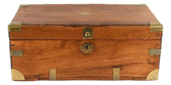 Antique Camphor Wood Tool Chest With Brass Hardware