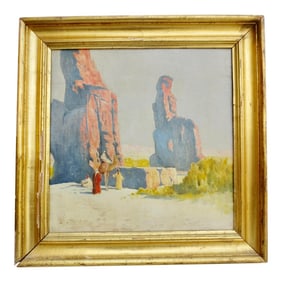 John Ralph Egyptian Scene on Panel Circa 1910