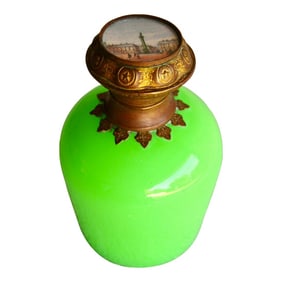 French Green Opaline Palais Royal Napoleon III Perfume Bottle