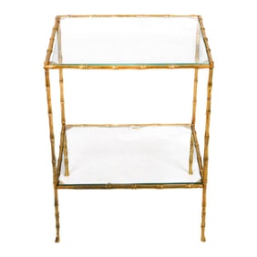 Metal Bamboo-Style Side Table