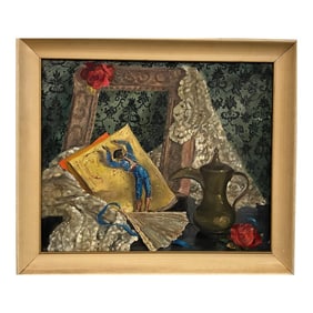 Vintage Still Life Oil Painting by Locueso – Spanish Decorative Scene