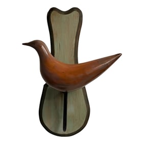 Mid-Century Modern Hand-Carved Wooden Bird Wall Sculpture