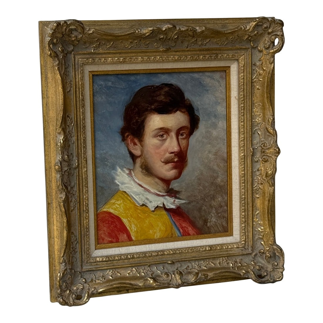 1865 Oil on Canvasboard Portrait Signed J. Knight: 1865 Oil on Canvasboard Portrait Signed J. Knight Wish we knew more about this man"¦was he important or did he just think he was? Either way, a definite vibe that would be great in a powder room,