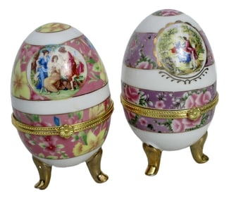 Vintage Limoge Porcelain Boxes - A Pair of 2