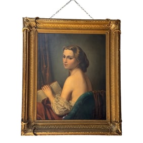 H. Sneltens Dutch Portrait Gilt Frame Oil Painting