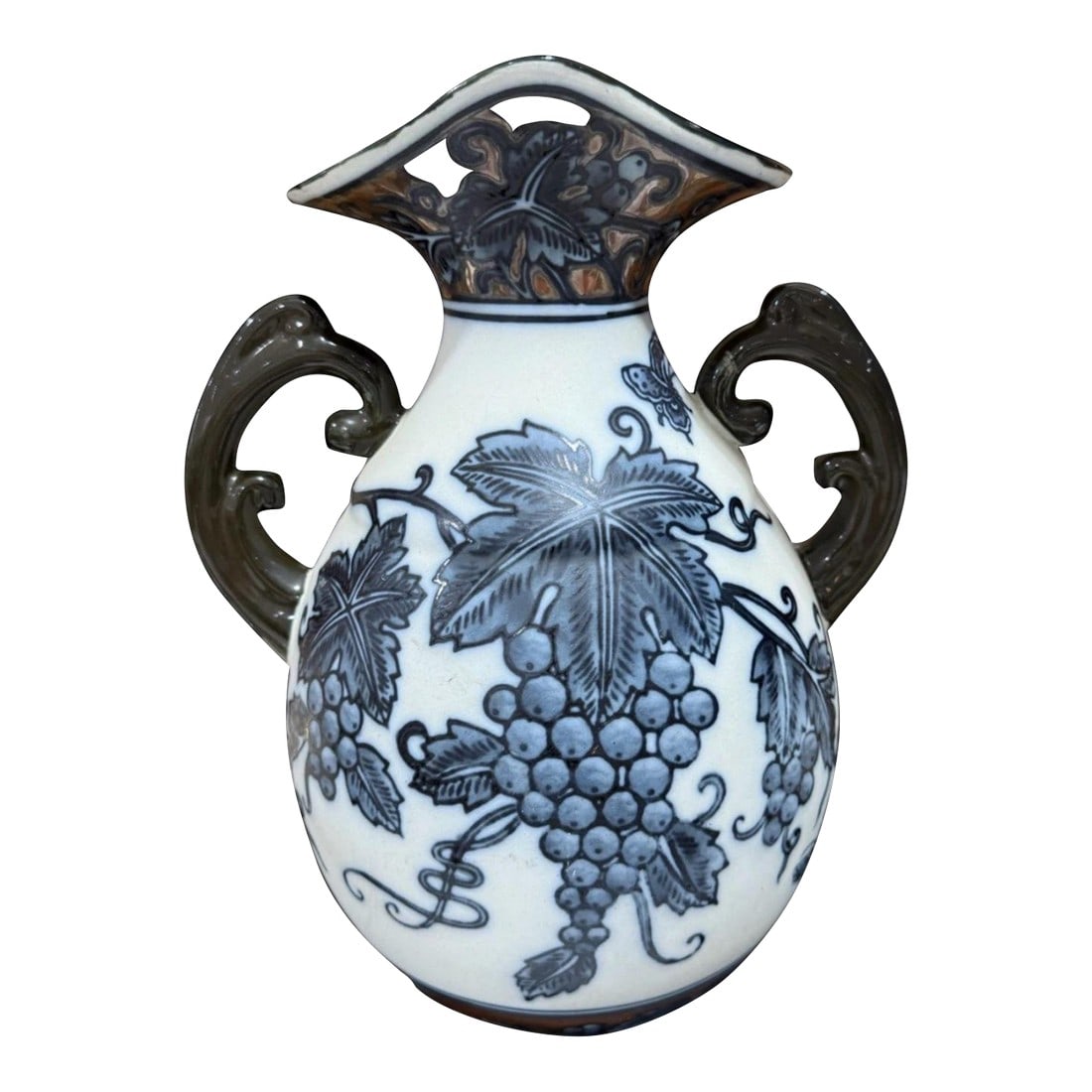 Vintage Large Modern Studio Porcelain Bisque Grapes and Vines Design 12": Vintage Large Modern Studio Porcelain Bisque Grapes and Vines Design 12" Excellent condition lightly used no damages ï¿¼ This Vintage Large Modern Studio Porcelain Bisque Vase features a clas