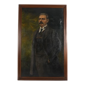 Framed Signed Gentleman's Portrait Oil on Canvas by M. Bunoust