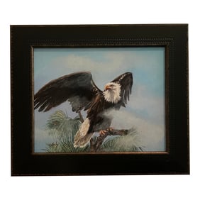 1990s Karen Neely "Eagle In The Clouds" Painting, Unframed