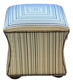 Striped Blue and White Ottoman