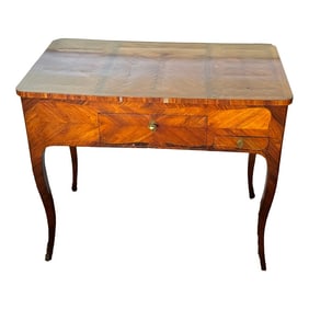 French Louis XV-Style Marquetry Writing Table, Late 19th Century