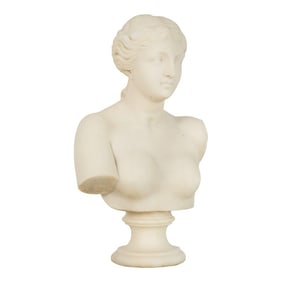 Italian Grand Tour Carved Alabaster Bust of Venus of Milo, 20th Century