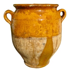 19th Century French Country Rustic Yellow Pot