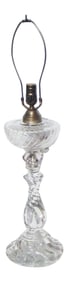 Antique Electrified Oil Lamp in Style of Baccarat